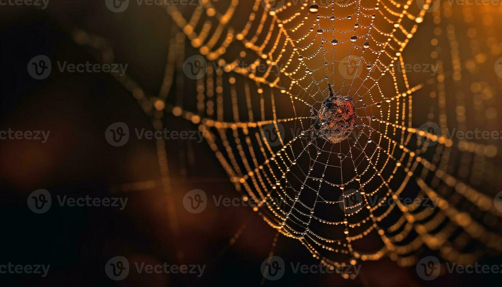 läskigt Spindel webb fällor dagg droppar utomhus genererad förbi ai foto