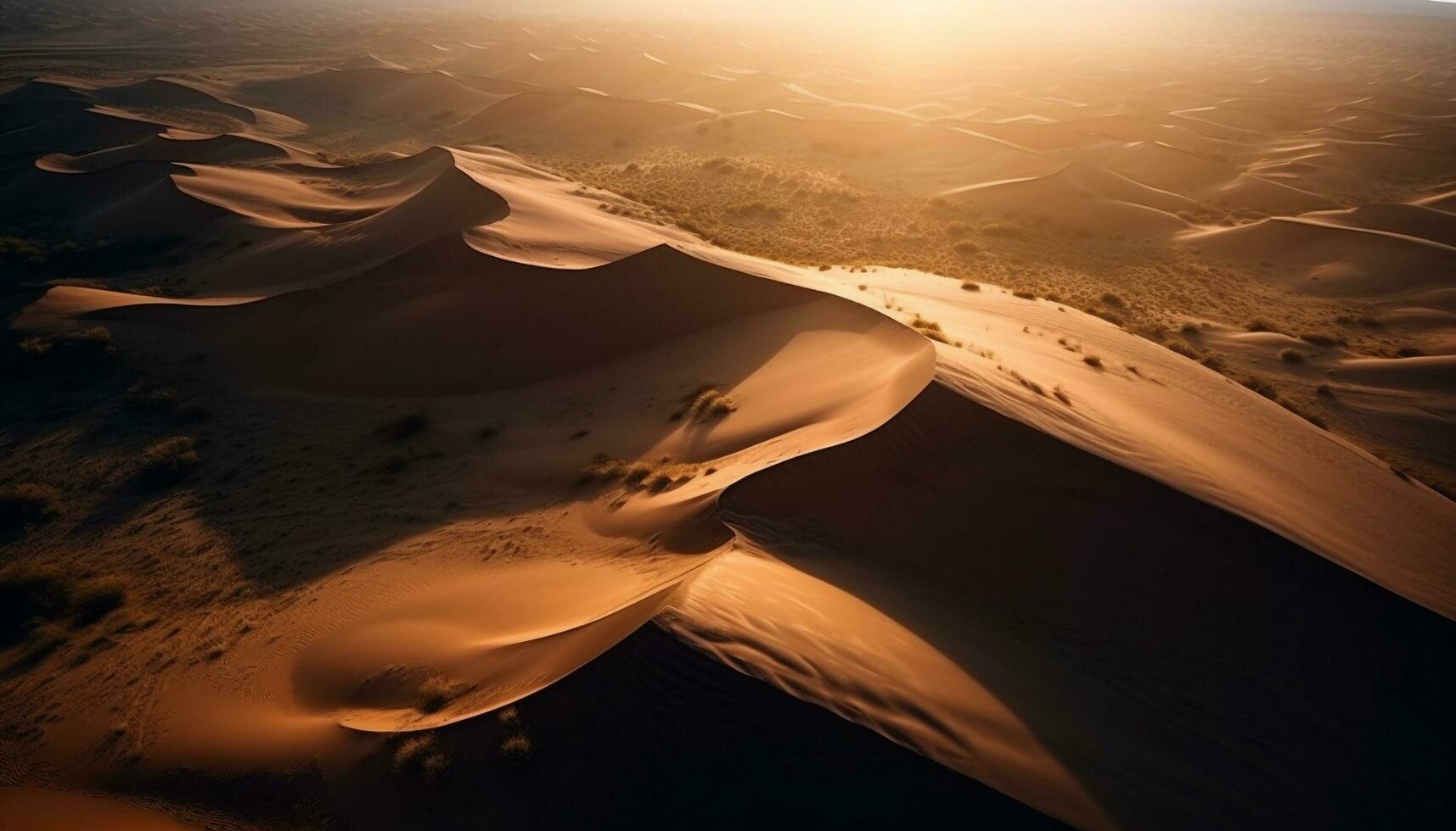 majestätisk sand sanddyner krusning i torr afrika genererad förbi ai foto