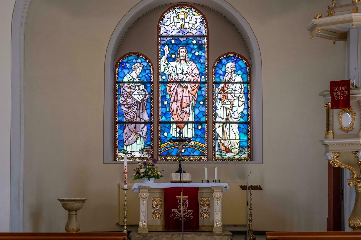 schwetzingen, Tyskland - Maj 27, 2023 evangelisk kyrka i schwetzingen foto