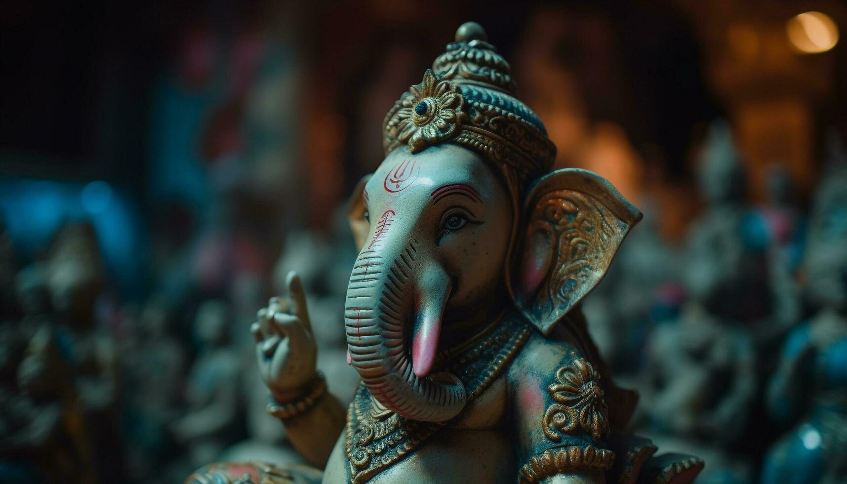 elefant staty dekoration symboliserar hinduism andlighet och tradition genererad förbi ai foto