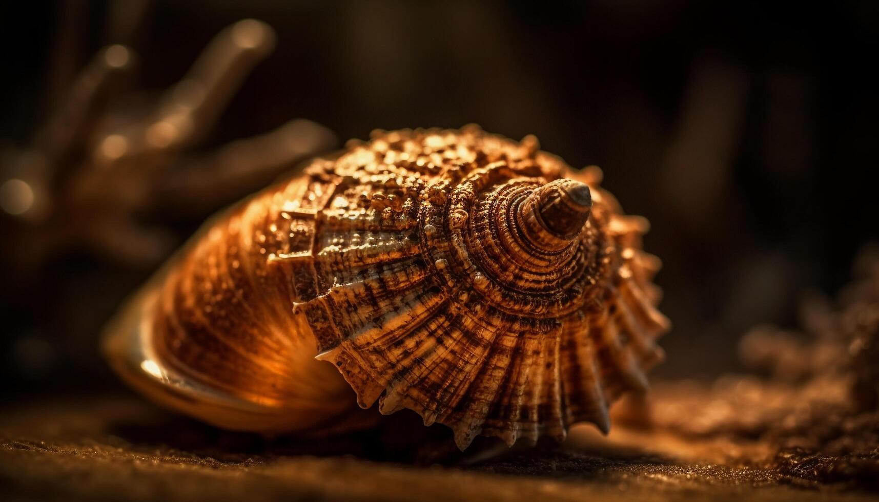 gul snigel skal, skönhet i natur design genererad förbi ai foto