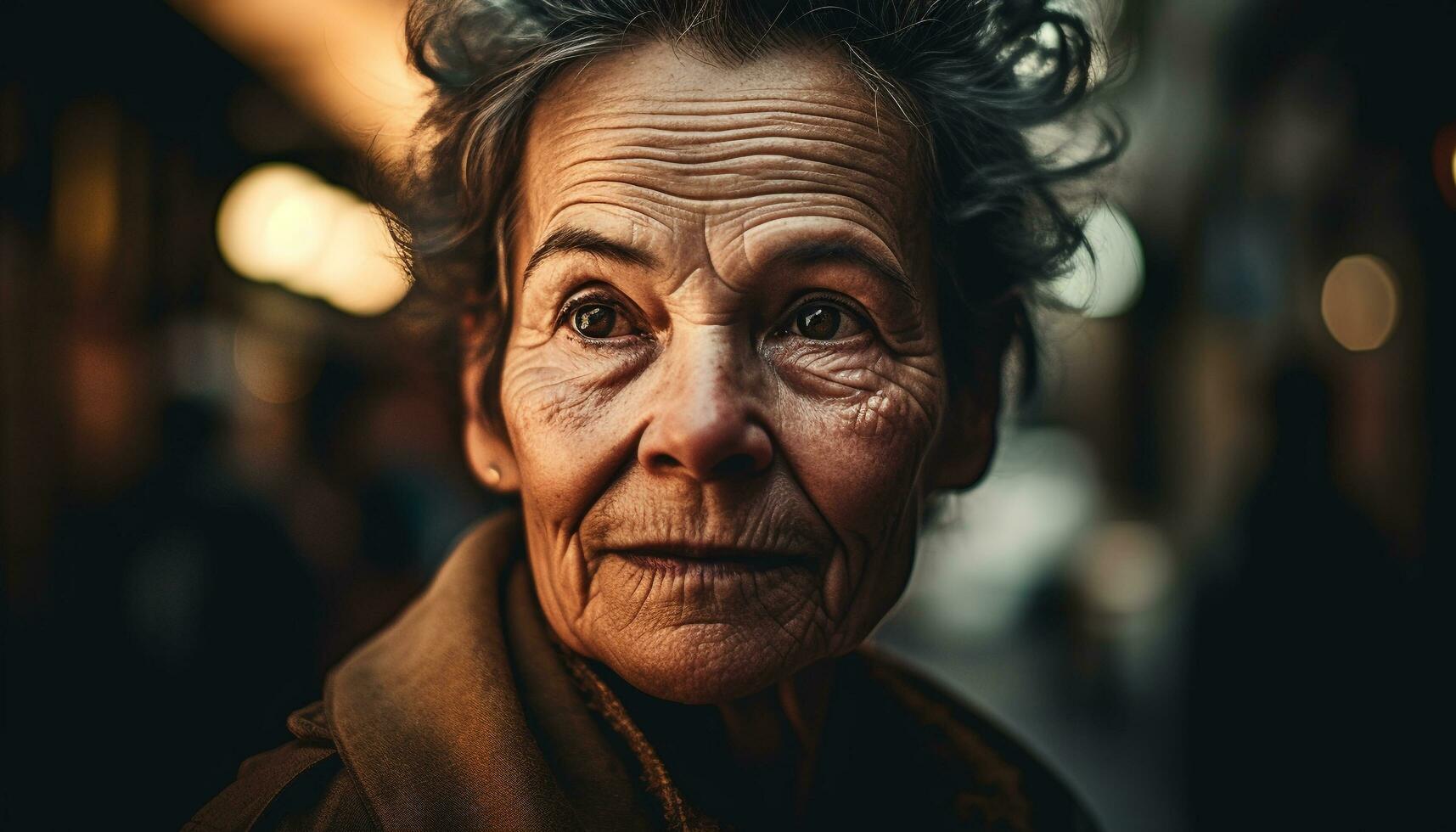 leende senior kvinna omfamnar åldring med förtroende genererad förbi ai foto