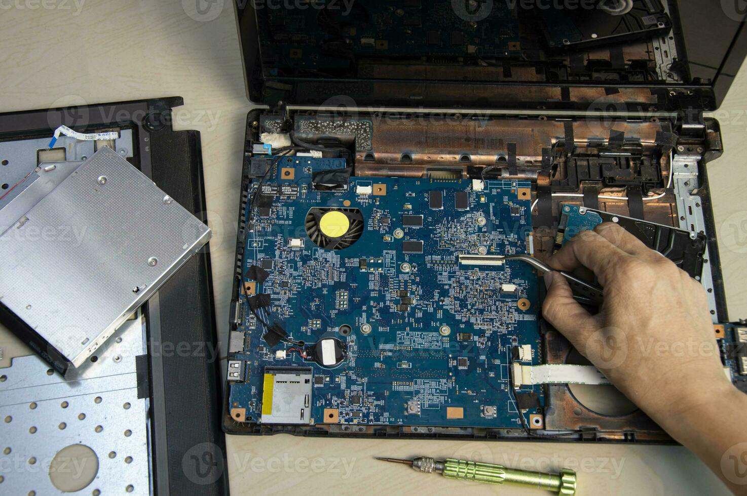 topp se, mekaniker reparation bärbar dator dator foto