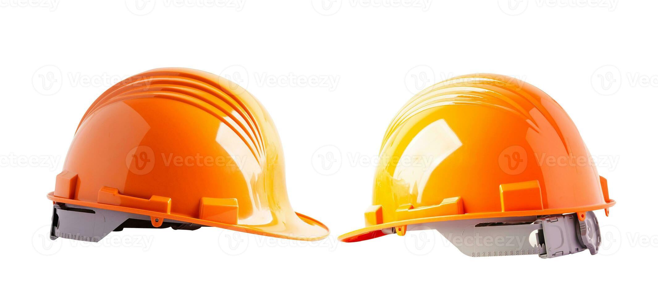 orange och orange hjälm isolerat på vit bakgrund skydda till säkerhet för ingenjör i konstruktion webbplats. foto