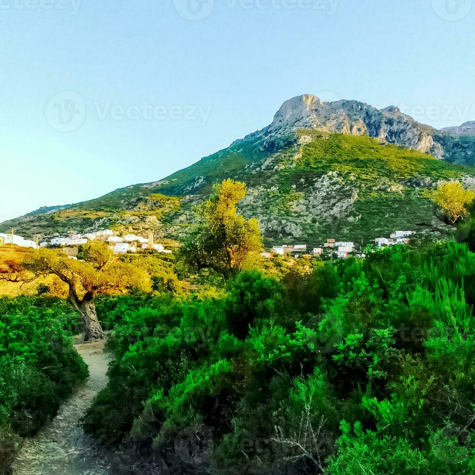 magnifik lantlig berg landskap en fantastisk visa av natur skönhet foto