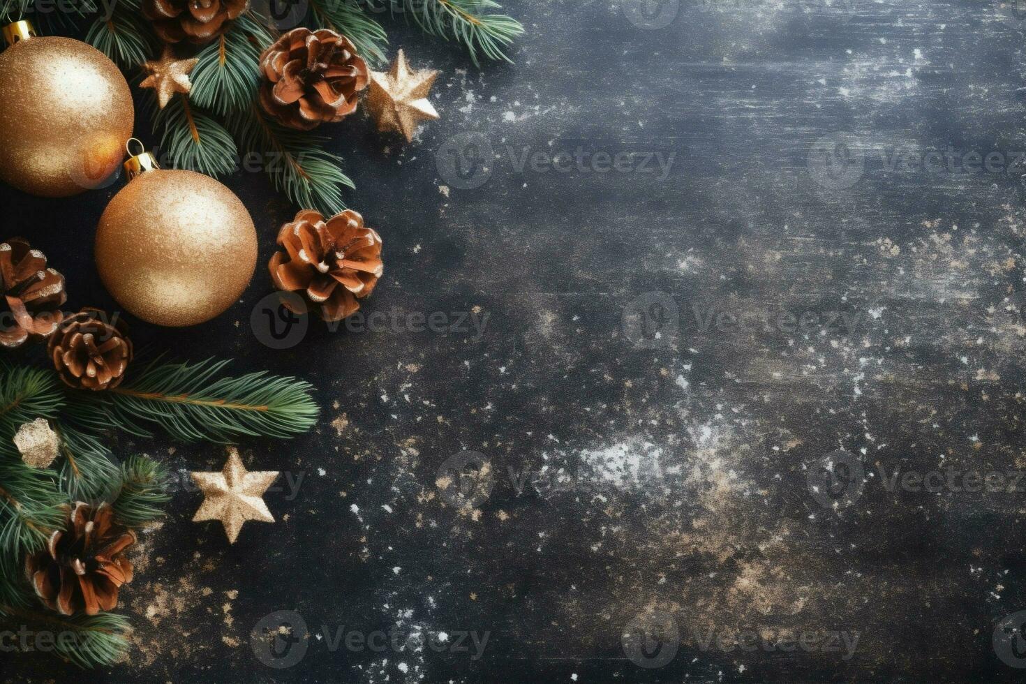 jul kort ny dekoration bakgrund träd år Semester år ny guld snöflingor jul. generativ ai. foto