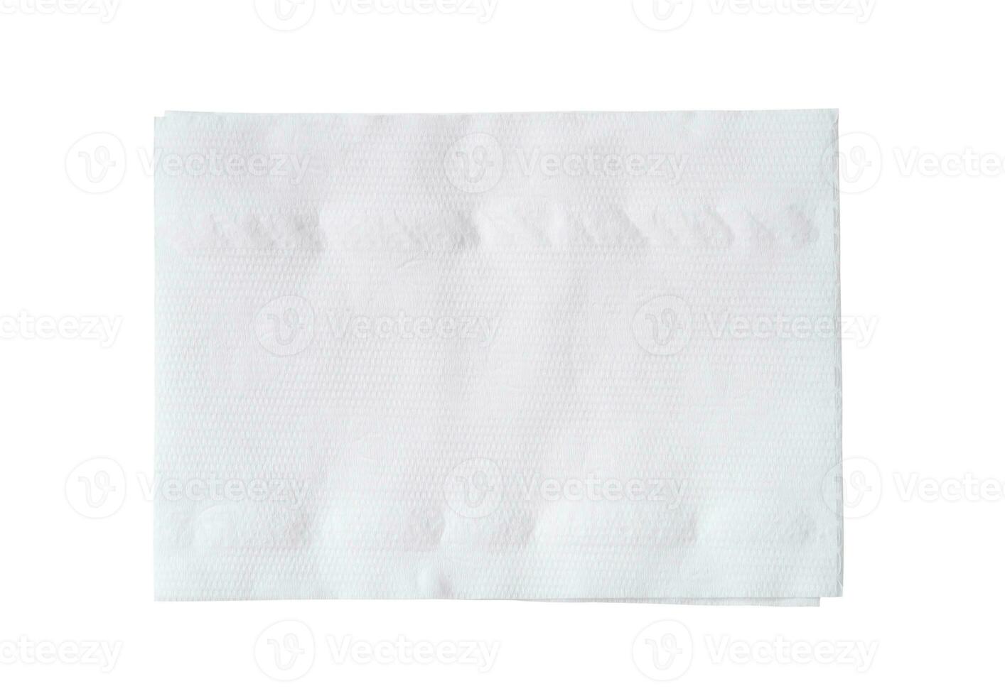 topp se av vikta vit vävnad papper eller servett isolerat på vit bakgrund med klippning väg. foto