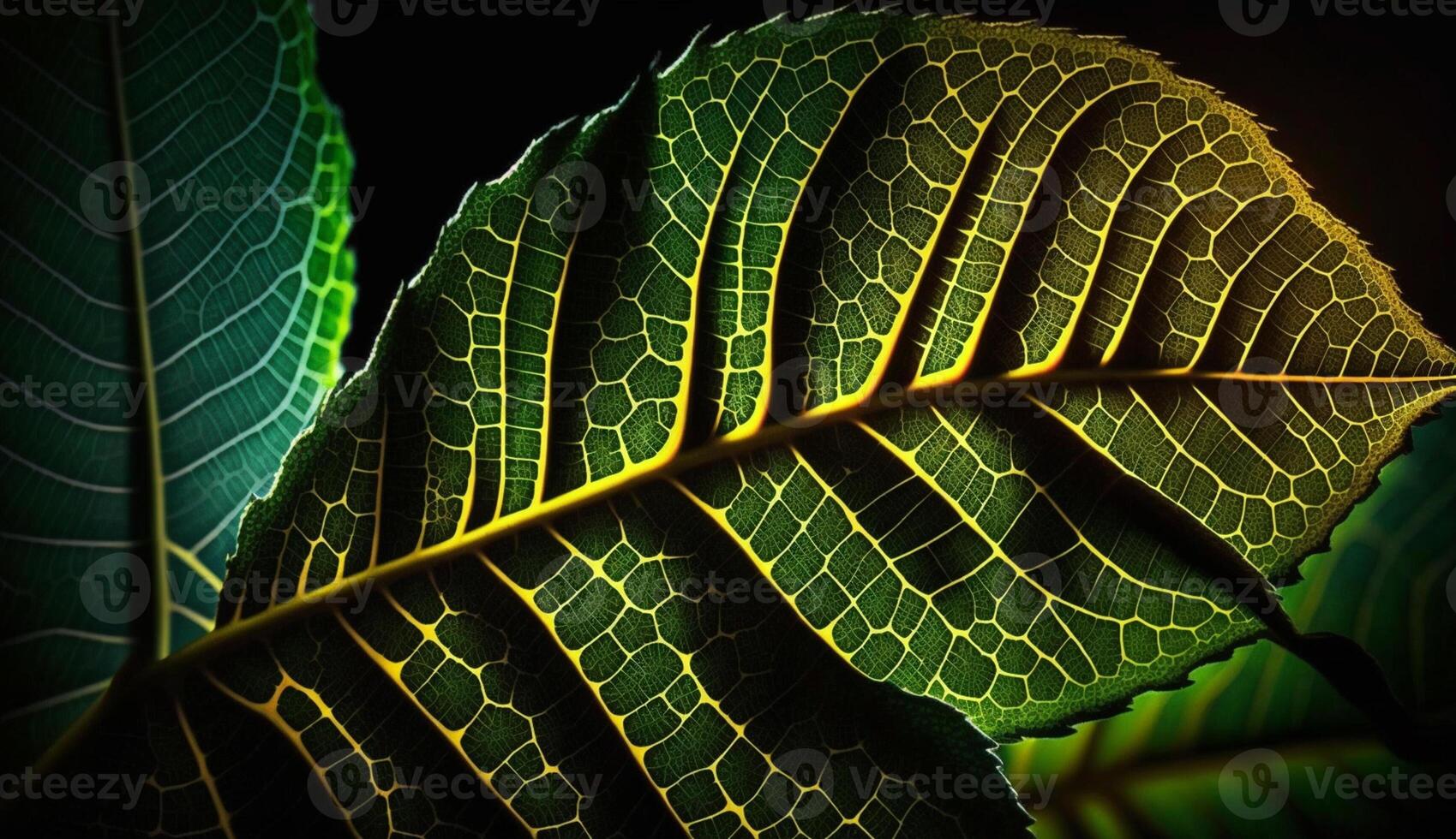 blad vener stänga upp natur organisk mönster genererad förbi ai foto