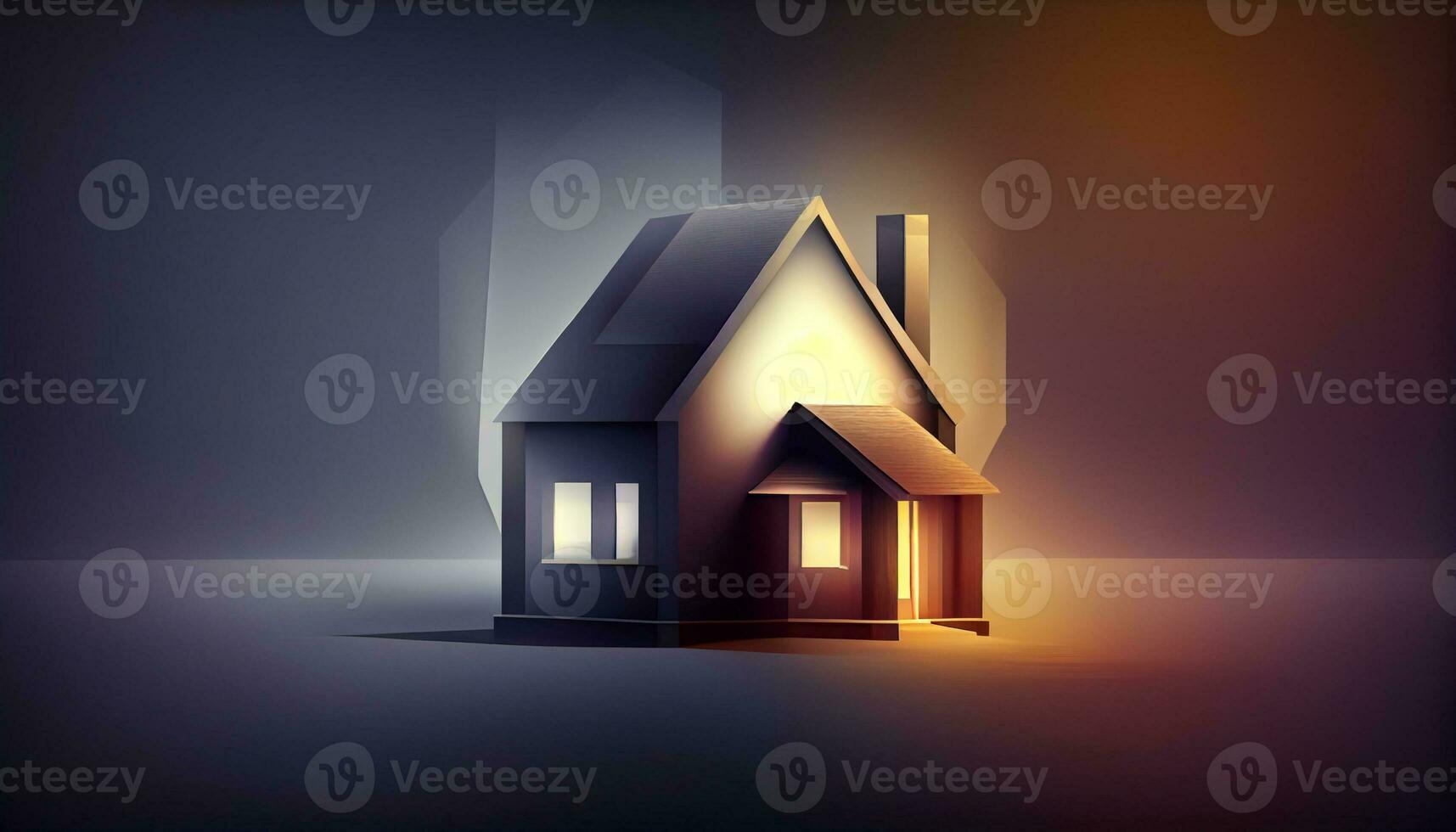trä- söt hus med lampor effekt ,generativ ai foto
