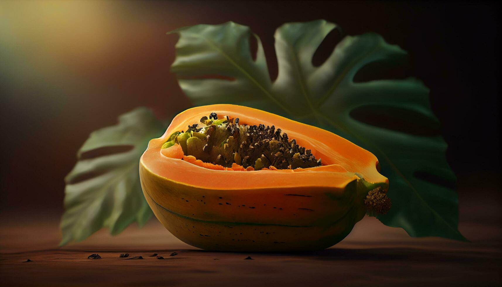 färsk och tropisk papaya frukt och leafs ,generativ ai foto