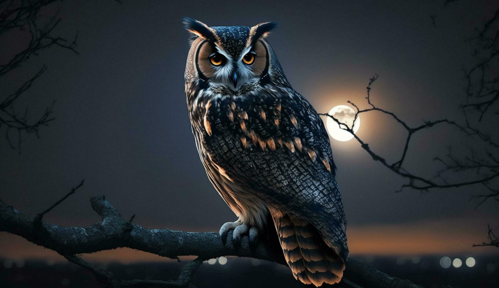 djur- av de natt spektakulär Örn Uggla porträtt ,generativ ai foto