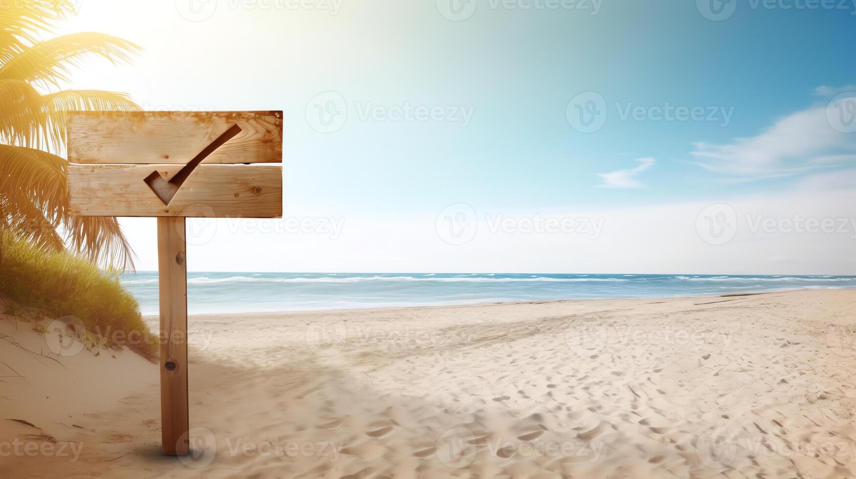 konst trä tecken i strand ai generativ foto