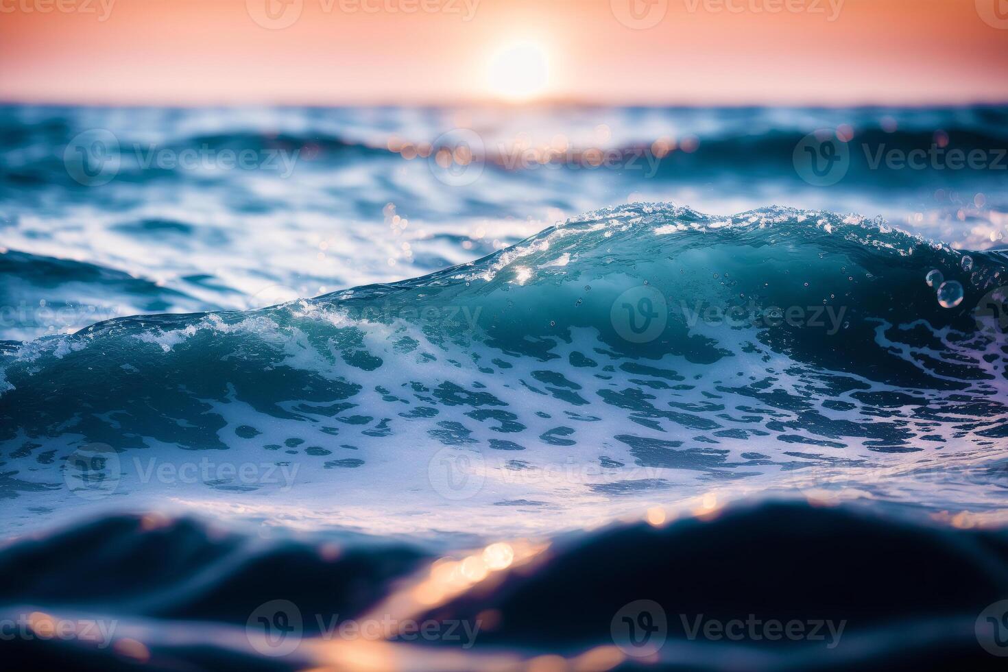 sommar begrepp. de dansa av hav vågor. evig symfoni av de hav. generativ ai foto
