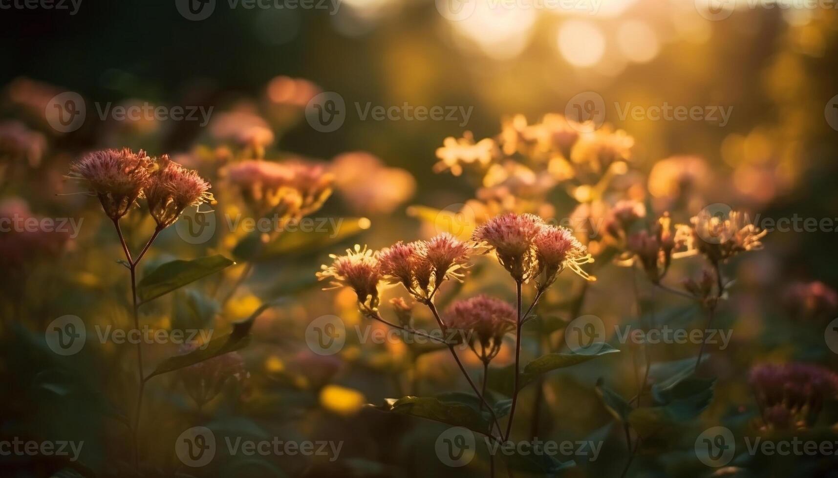 vibrerande vild blomma i de lantlig äng genererad förbi ai foto