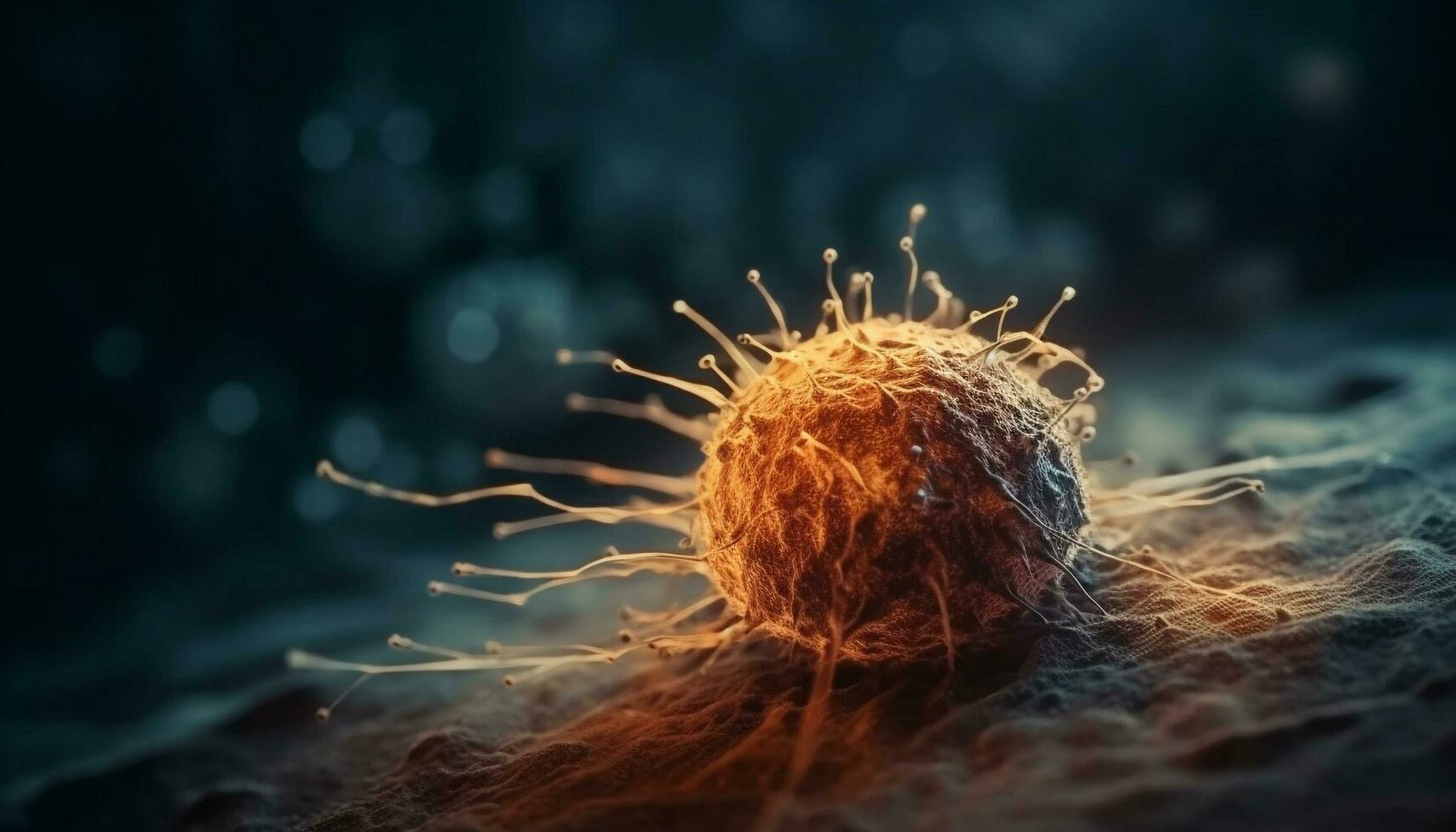förstorade cancer cell avslöjar dödligt molekyl strukturera genererad förbi ai foto