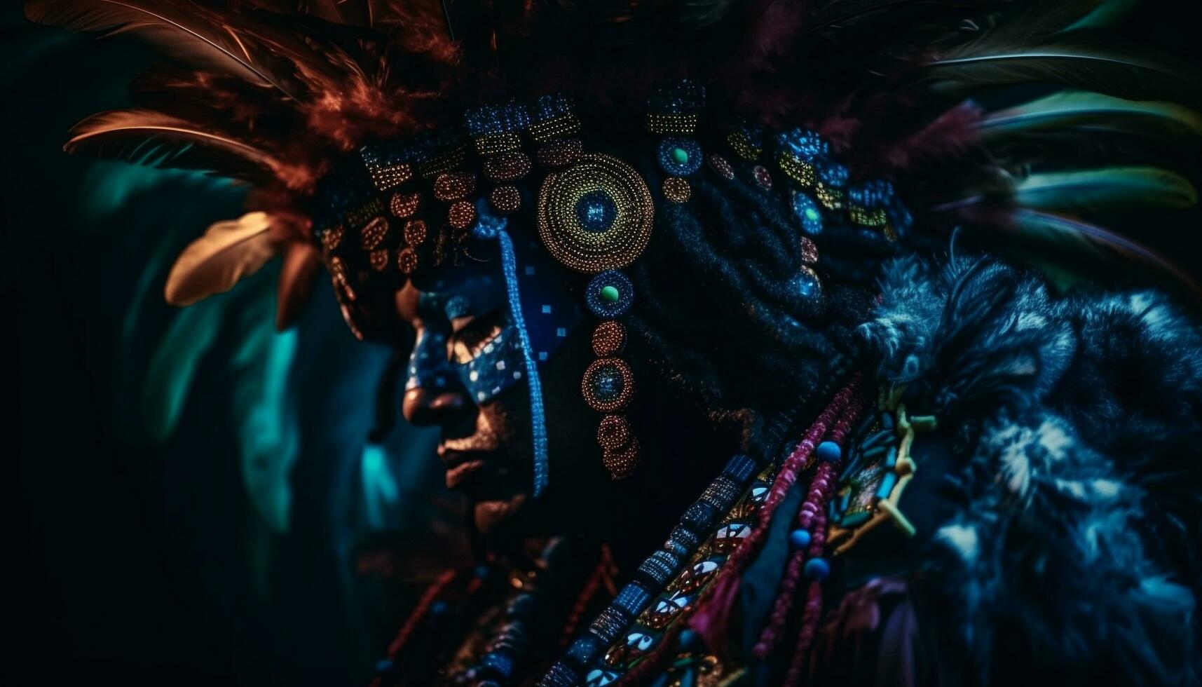 mång färgad dansare fira traditionell indisk festival på natt genererad förbi ai foto