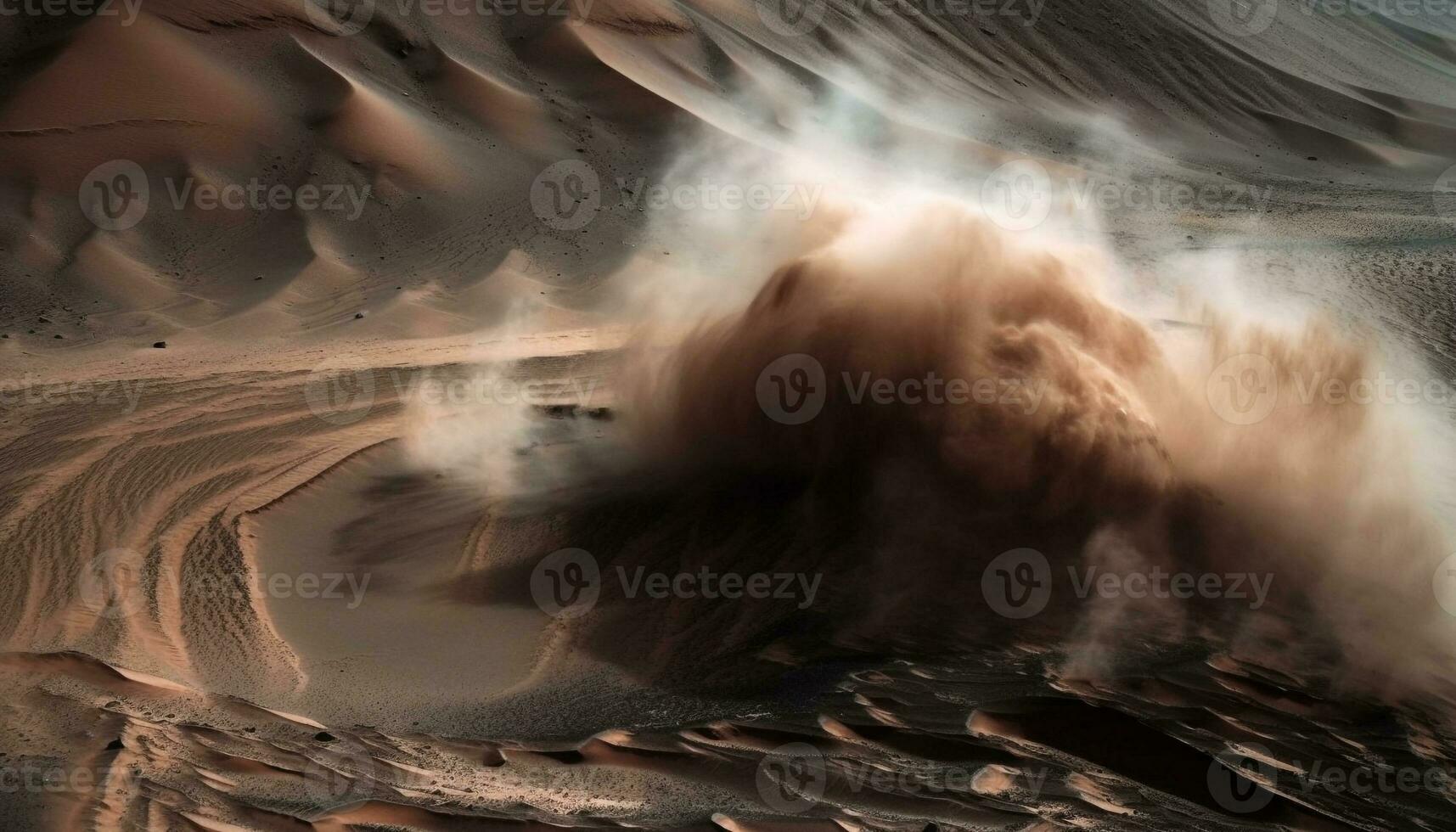 Vinka kraschar på sand, värme skimrar himmel genererad förbi ai foto