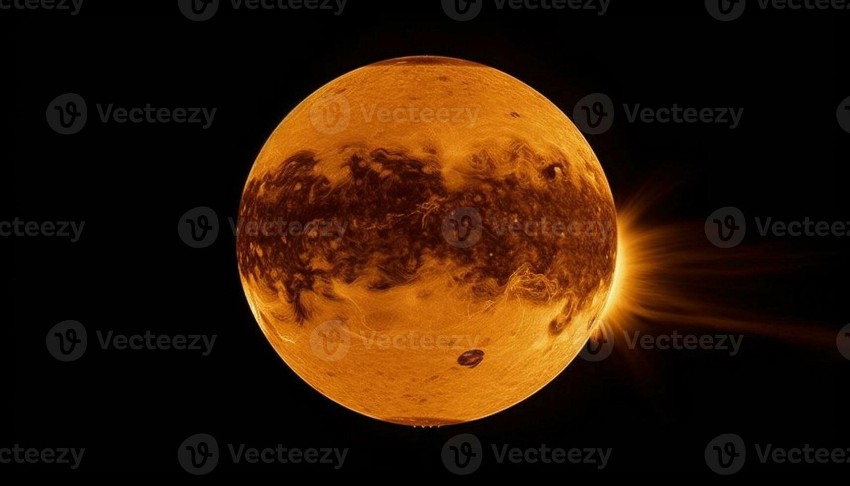 lysande sfär banor planet, tänds mörk natt genererad förbi ai foto