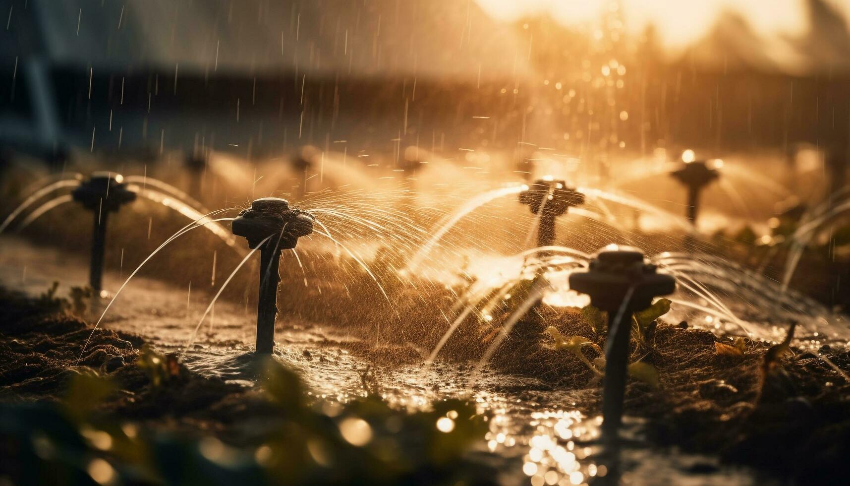 besprutning flytande, våt natur, stänk sommar värme genererad förbi ai foto