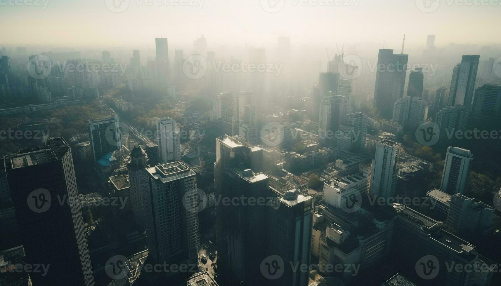 modern stad horisont upplyst på skymning, trogen tillväxt genererad förbi ai foto