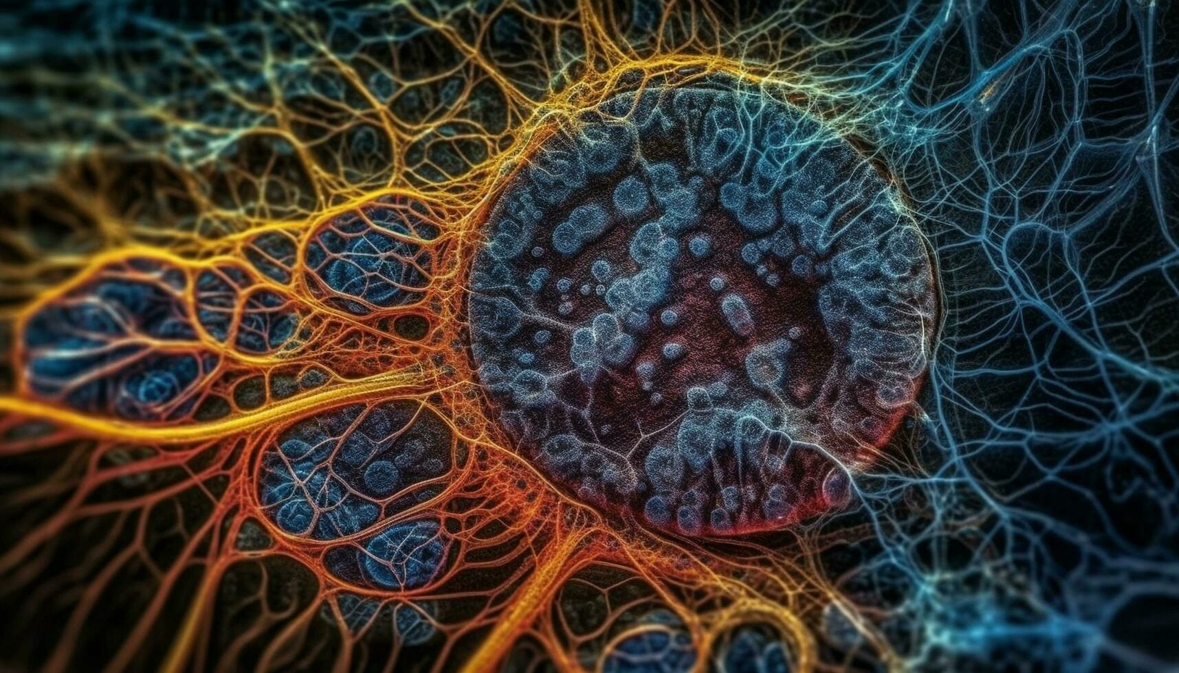 abstrakt molekyl strukturera av cancer celler förstorade genererad förbi ai foto
