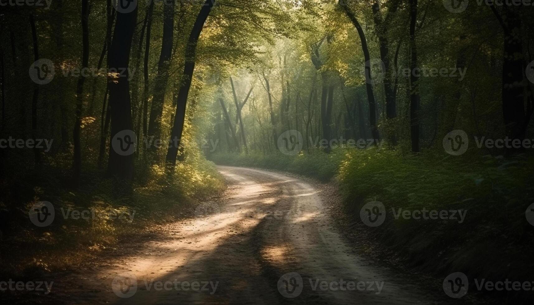 höst mysterium på Land väg, natur skönhet genererad förbi ai foto