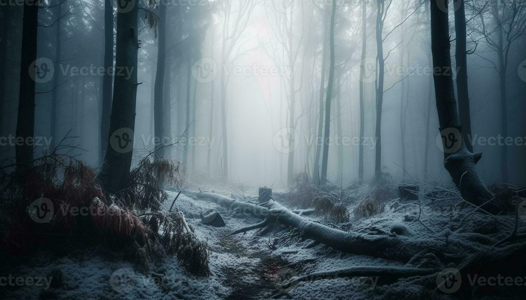 mystisk skog, ett kusligt skönhet i natur genererad förbi ai foto