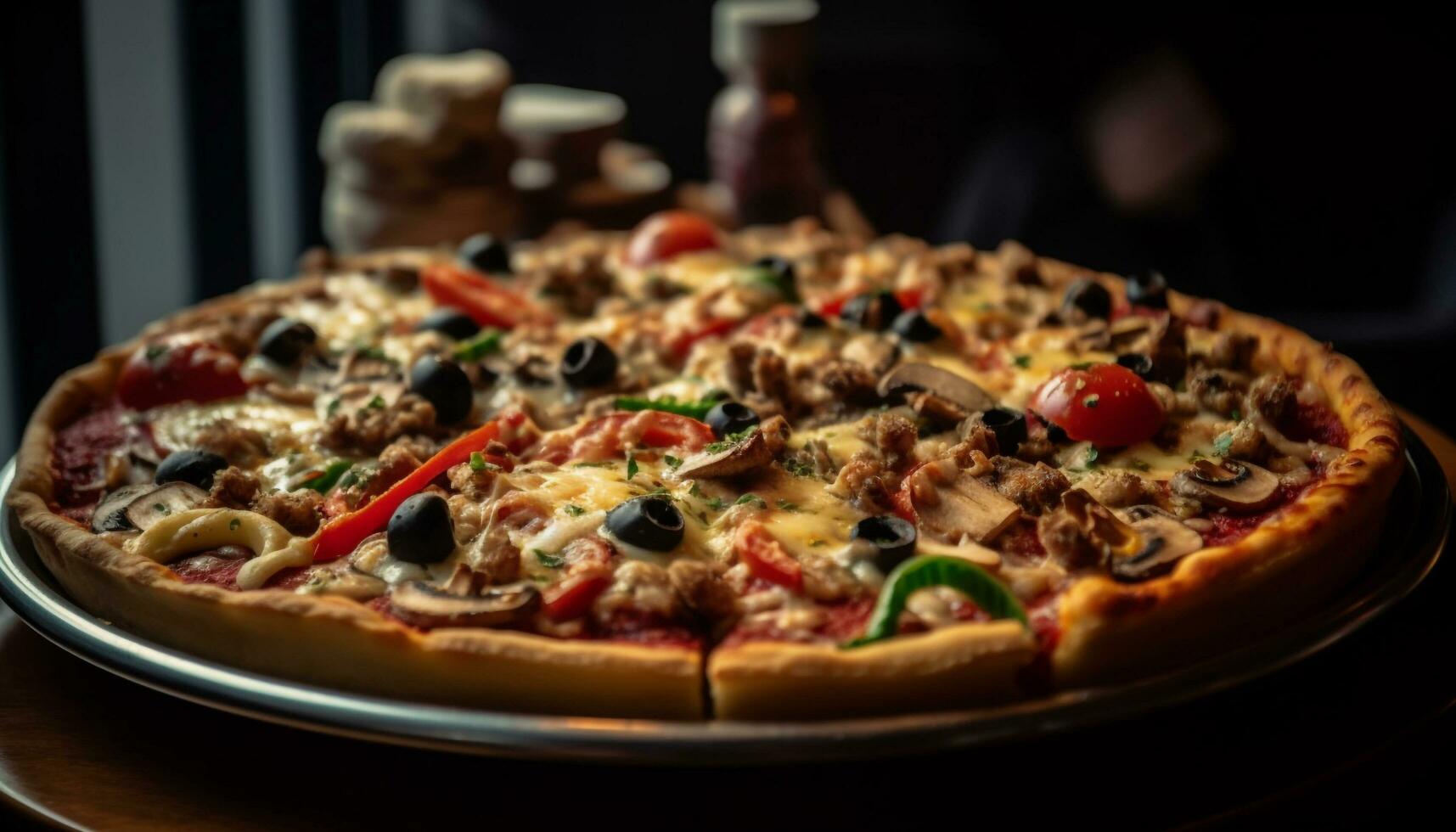 en gourmet pizza skiva med färsk mozzarella genererad förbi ai foto