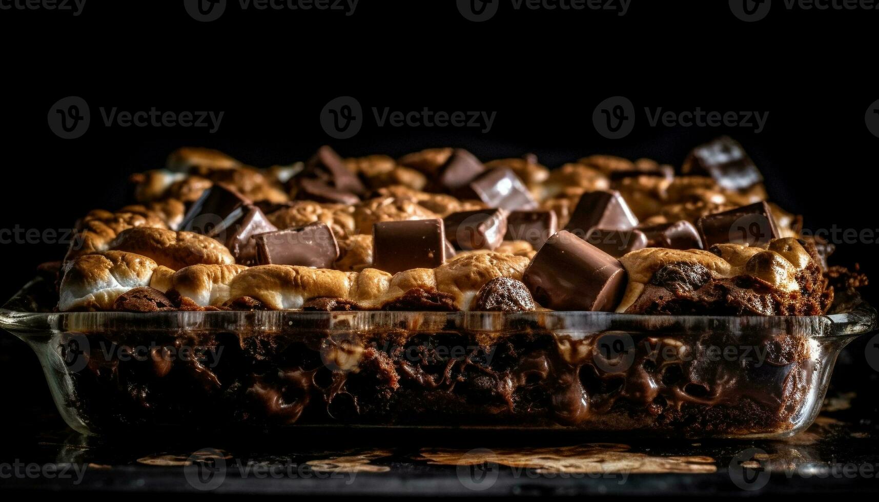 mörk choklad fudge skiva, redo till unna sig genererad förbi ai foto