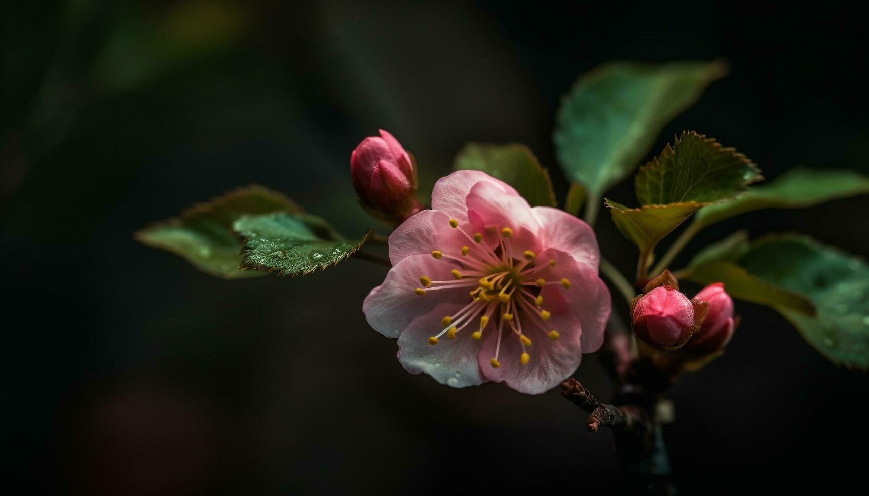 körsbär blomma, rosa kronblad, ny liv, bräcklighet genererad förbi ai foto