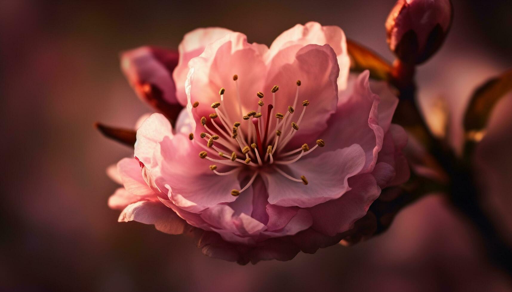 körsbär blomma i blomma, vibrerande rosa skönhet genererad förbi ai foto