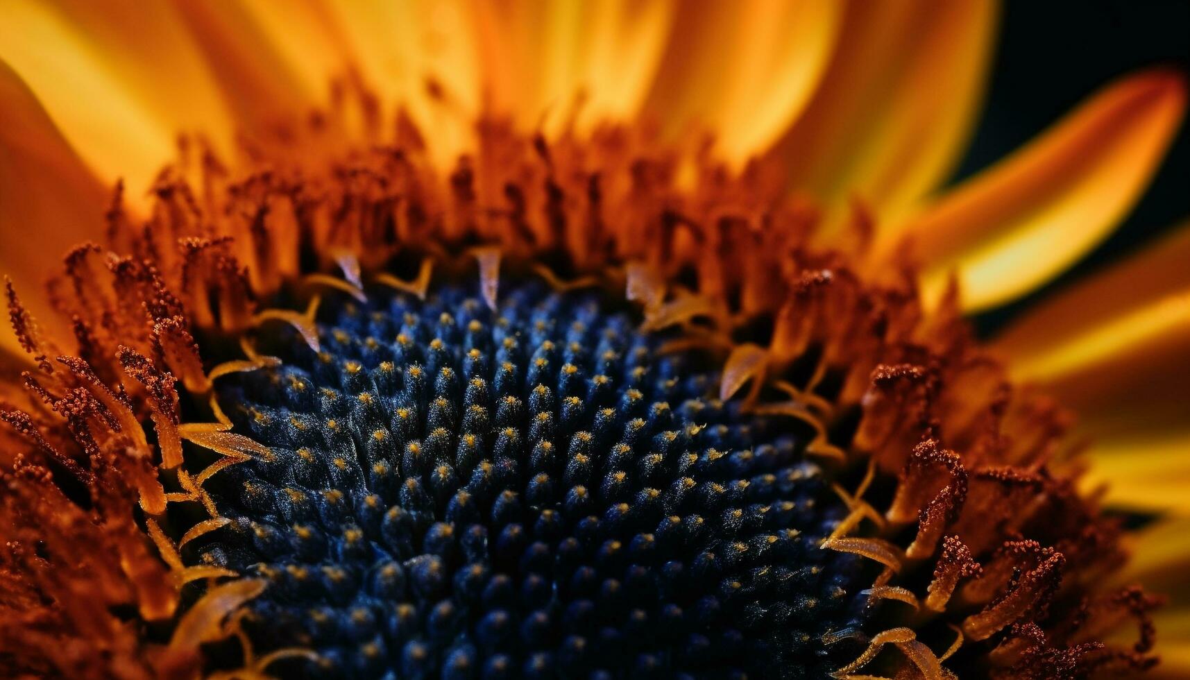vibrerande solros huvud drar till sig bi för pollinering genererad förbi ai foto