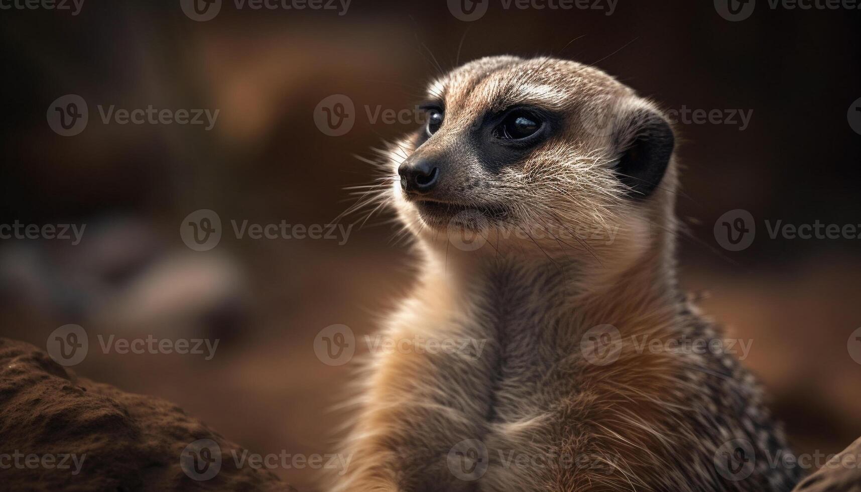 nyfiken meerkat stirrar, varna i afrikansk natur genererad förbi ai foto