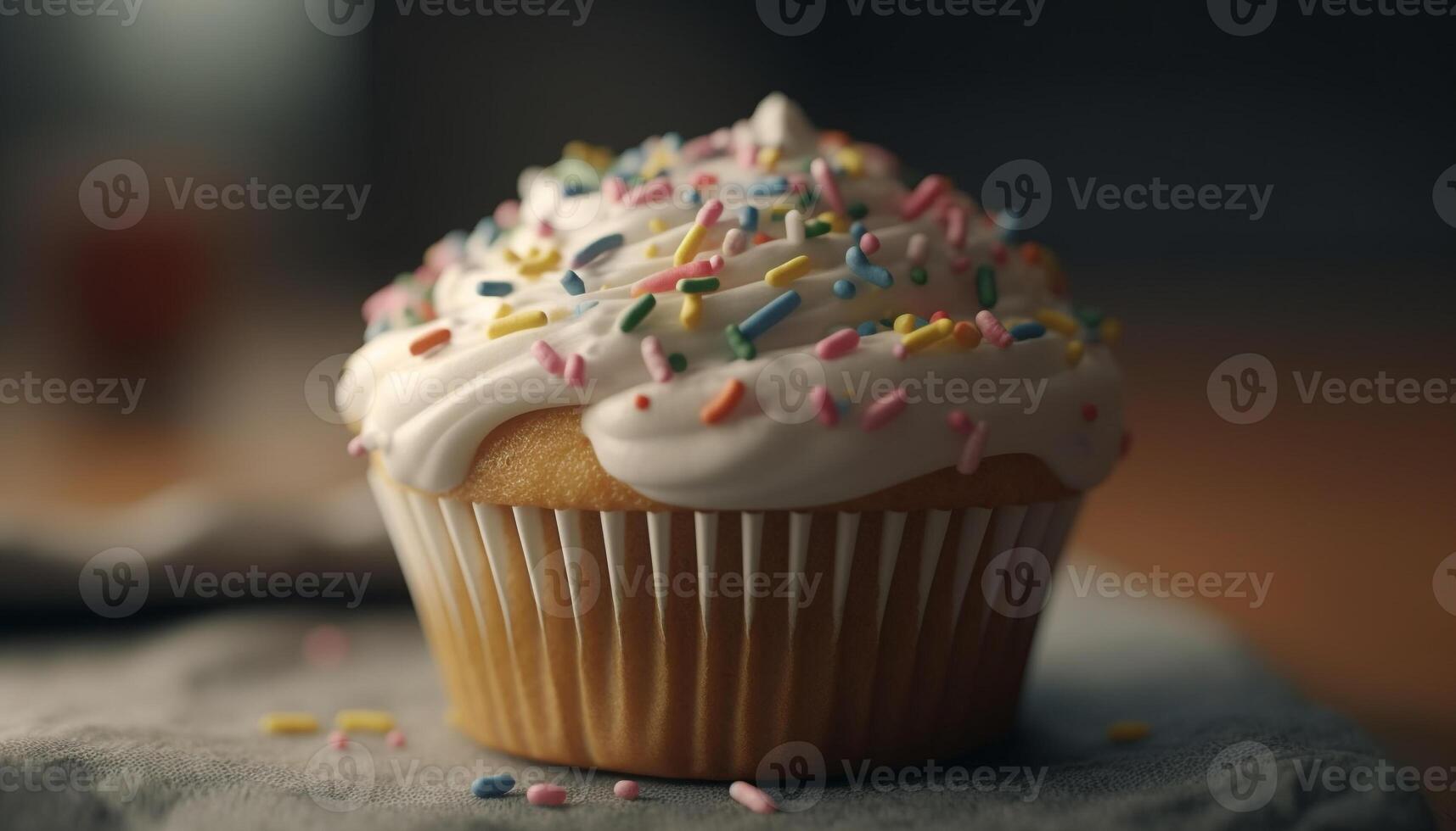 söt muffins med vibrerande glasyr för födelsedag firande genererad förbi ai foto