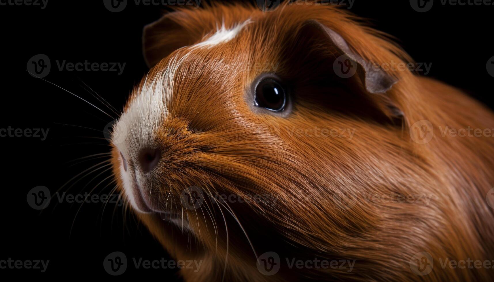 fluffig guinea gris med söt polisonger, ser på kamera nyfiket genererad förbi ai foto