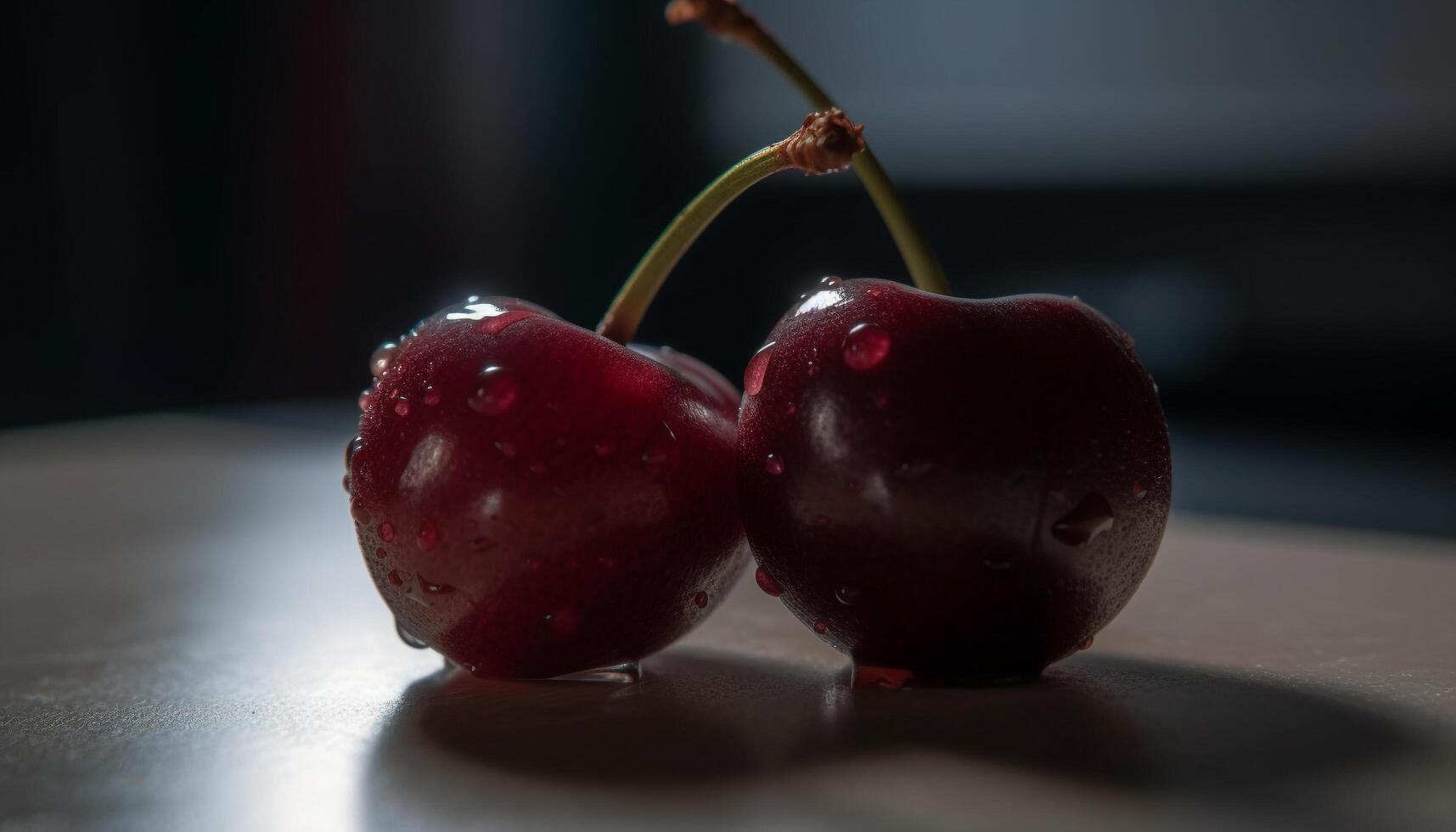 saftig bär frukt på rena trä, reflekterande friska livsstilar inomhus genererad förbi ai foto