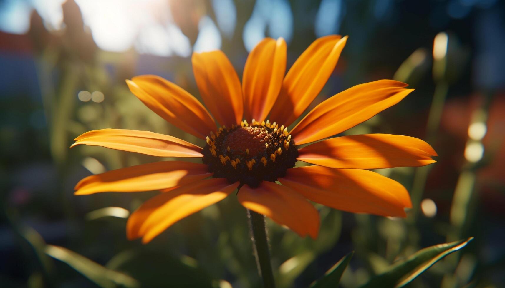 vibrerande gul daisy blomma i äng, omgiven förbi naturlig skönhet genererad förbi ai foto