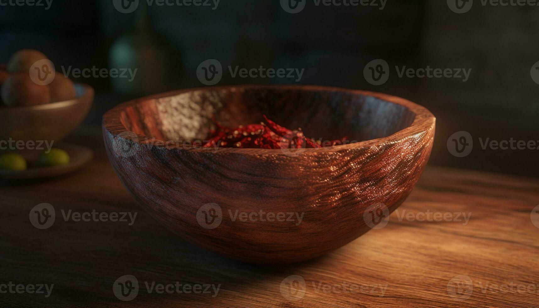 färsk organisk vegetabiliska krydda i rustik trä- skål på tabell genererad förbi ai foto