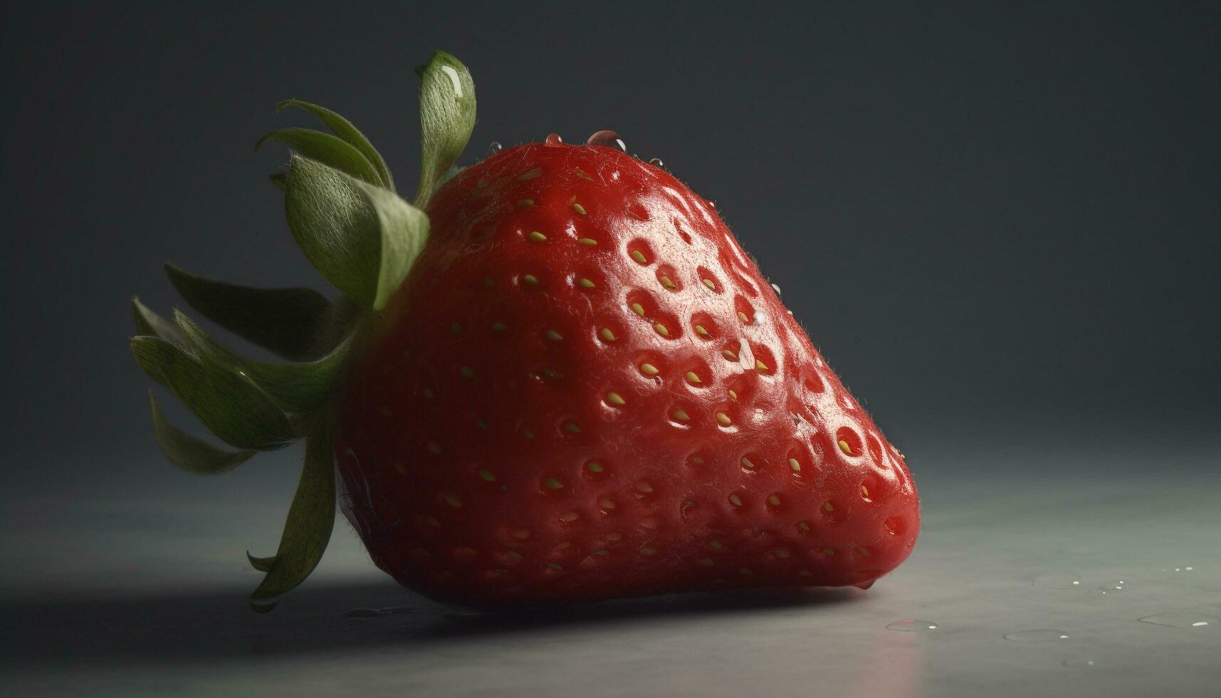 saftig mogen jordgubbe, en friska mellanmål för en uppfriskande sommar genererad förbi ai foto