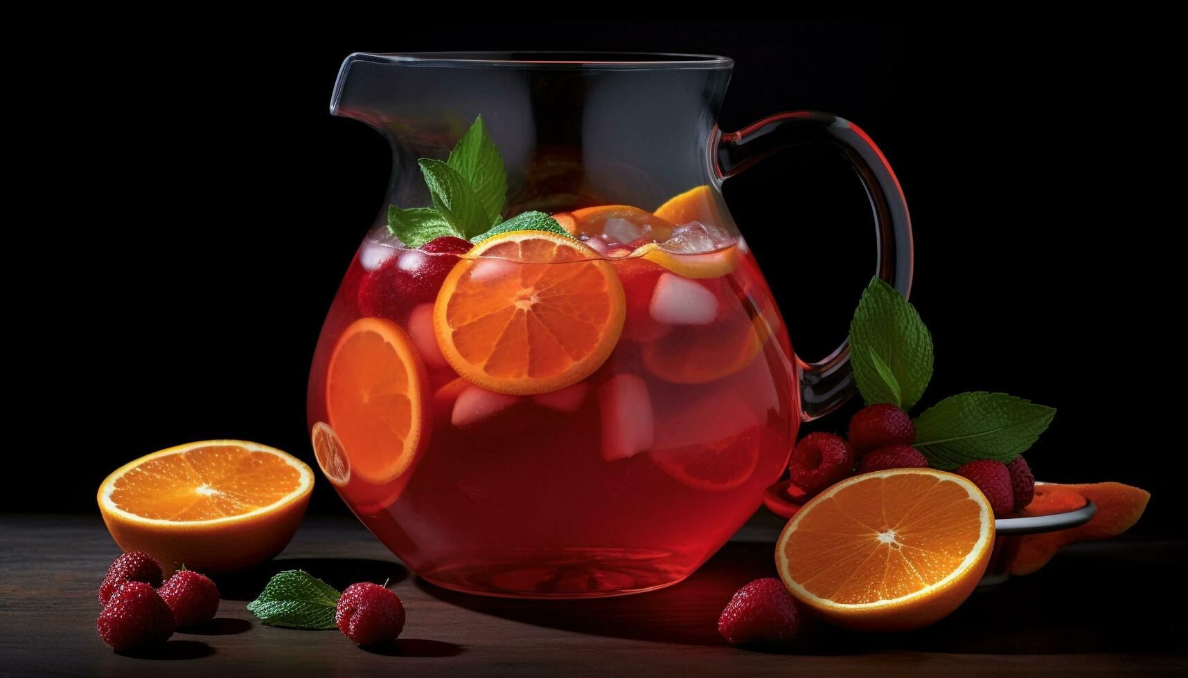 en saftig cocktail med färsk citrus- frukt och mynta blad genererad förbi ai foto