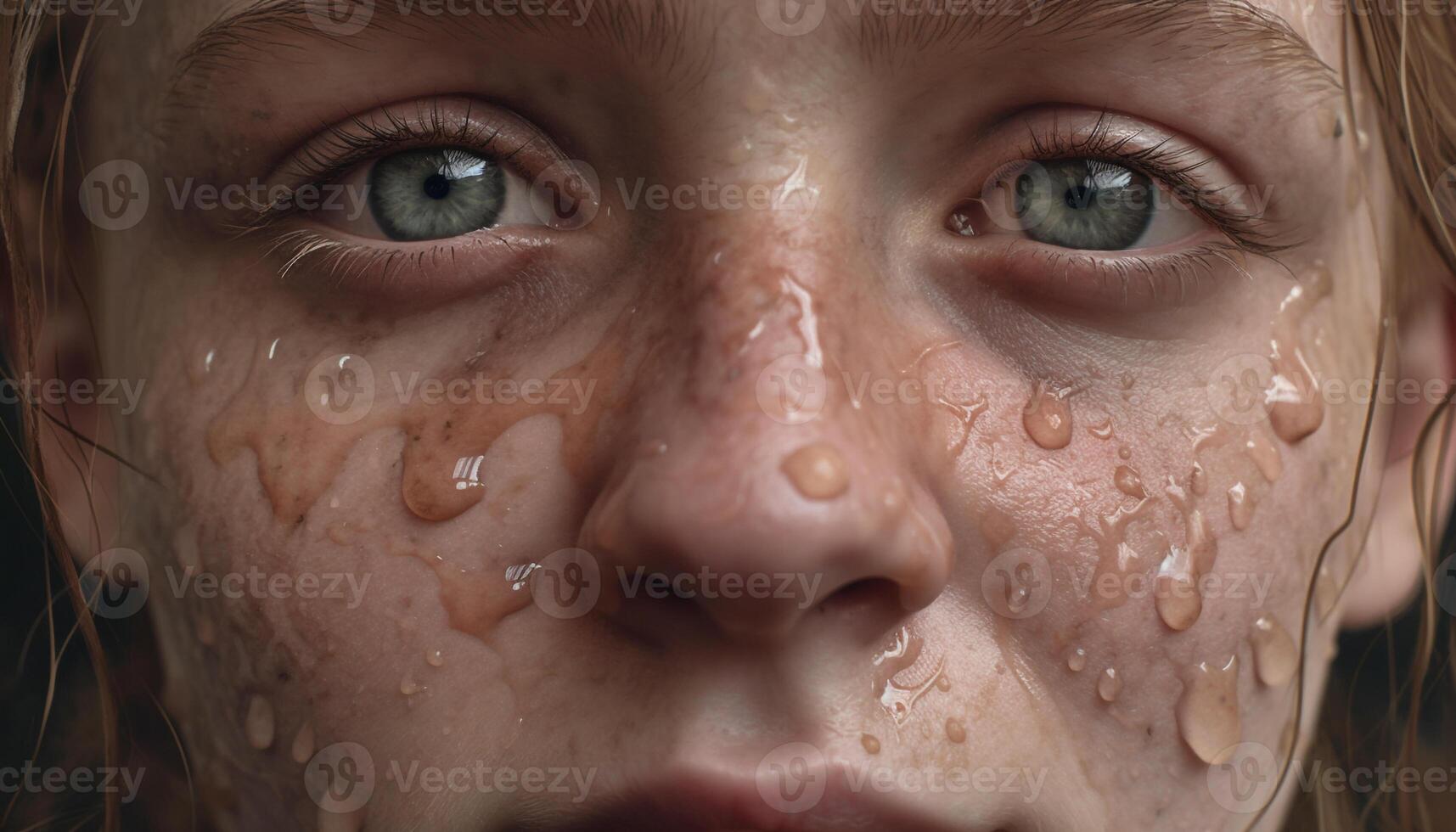 färsk inför caucasian flicka ler, droppar bubbla i natur skönhet genererad förbi ai foto