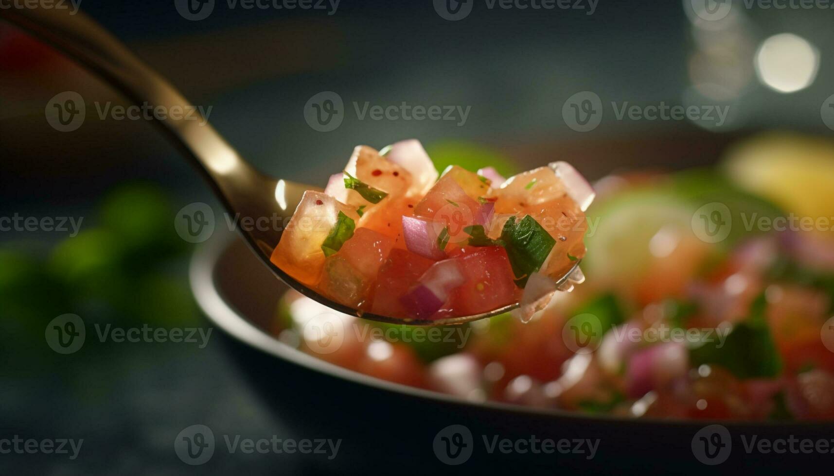 friska vegetarian sallad med färsk organisk grönsaker på trä- tallrik genererad förbi ai foto