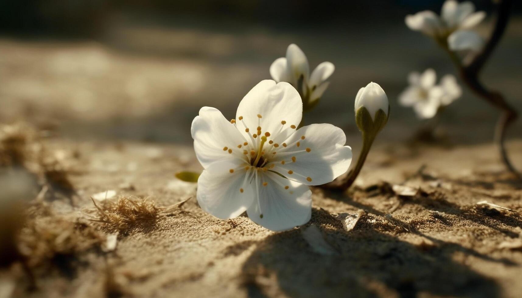 färsk gul vild blomma blomma i natur äng, selektiv fokus förgrund genererad förbi ai foto