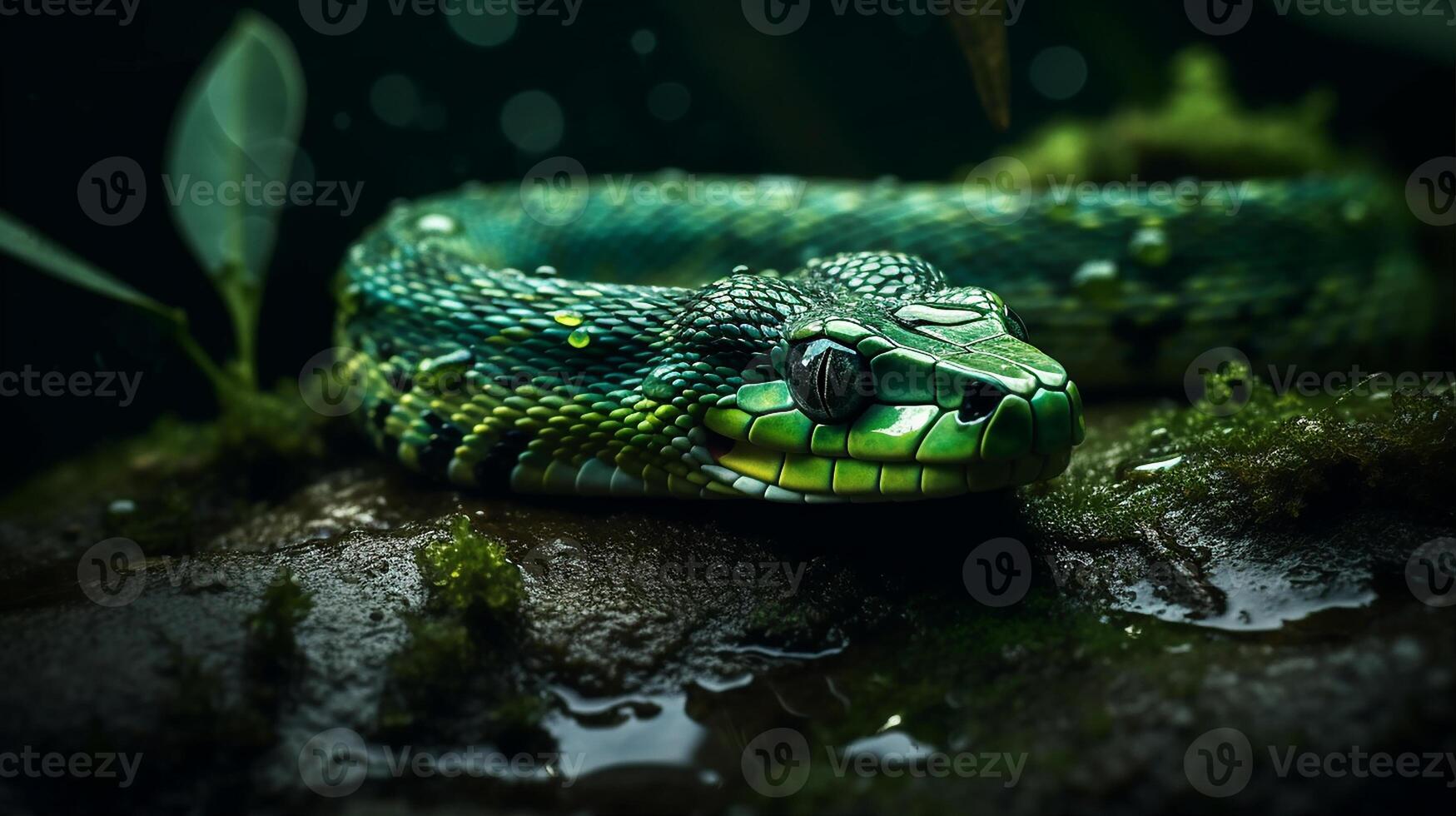 vild natur giftig huggorm tunga spiral ormar i stänga upp porträtt genererad förbi ai foto