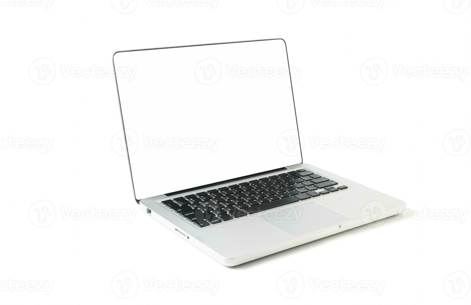 bärbar dator med tömma Plats pn skärm isolerat på vit bakgrund, foto