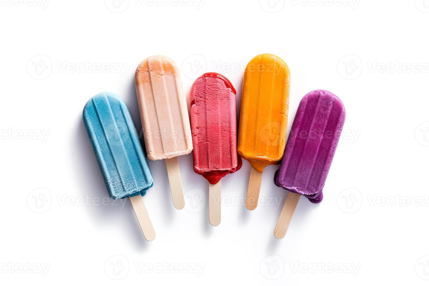 sortiment av kall sommar popsicles isolerat på en vit bakgrund. ai genererad foto