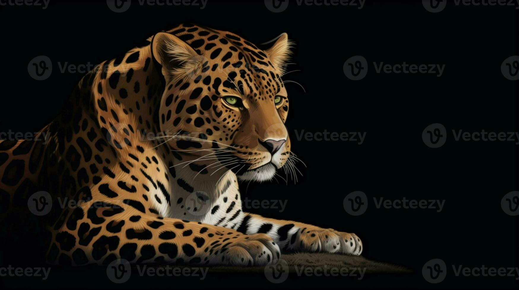 jaguar med en svart bakgrund illustration ai genererad foto