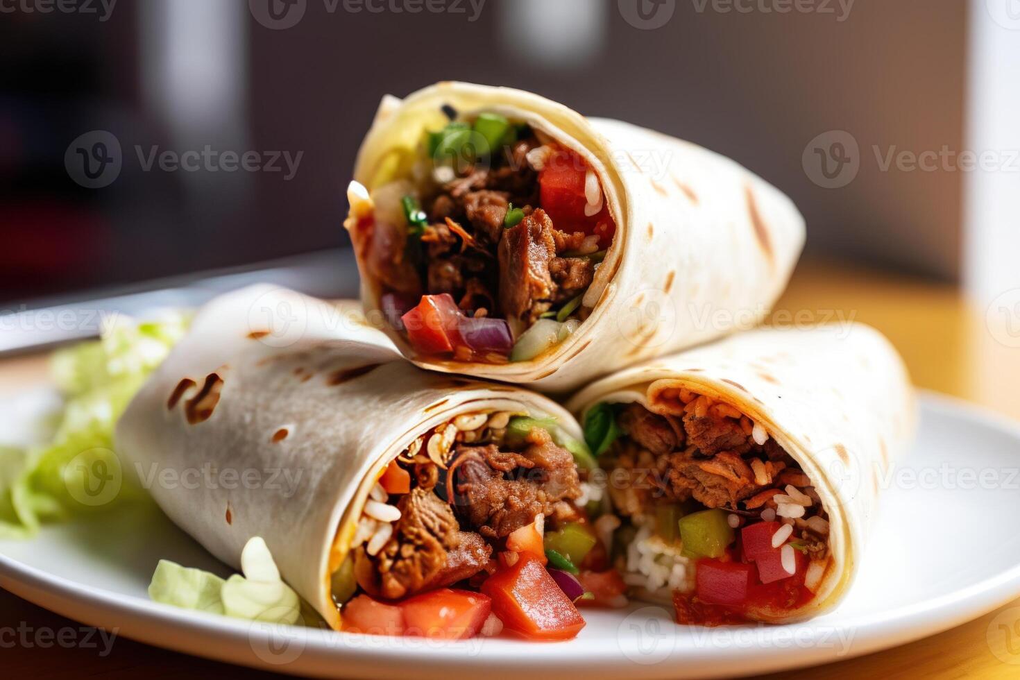 stock Foto av burrito mexico i tallrik mexikansk mat fotografi generativ ai