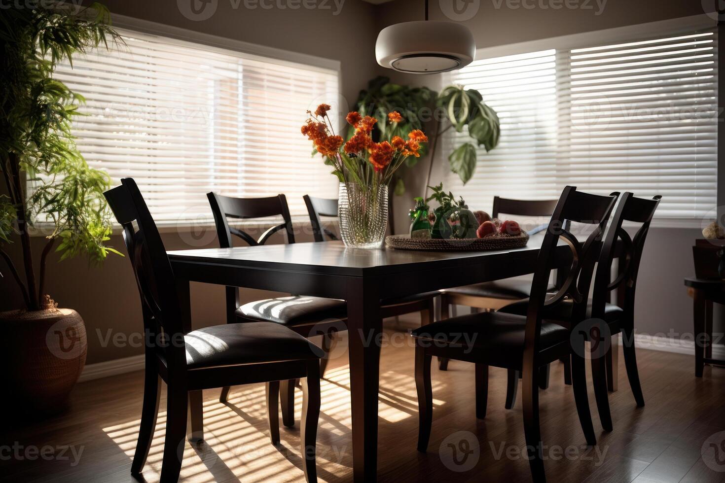 stock Foto av professionell katalog bild med full dining rum tabell fotografi generativ ai