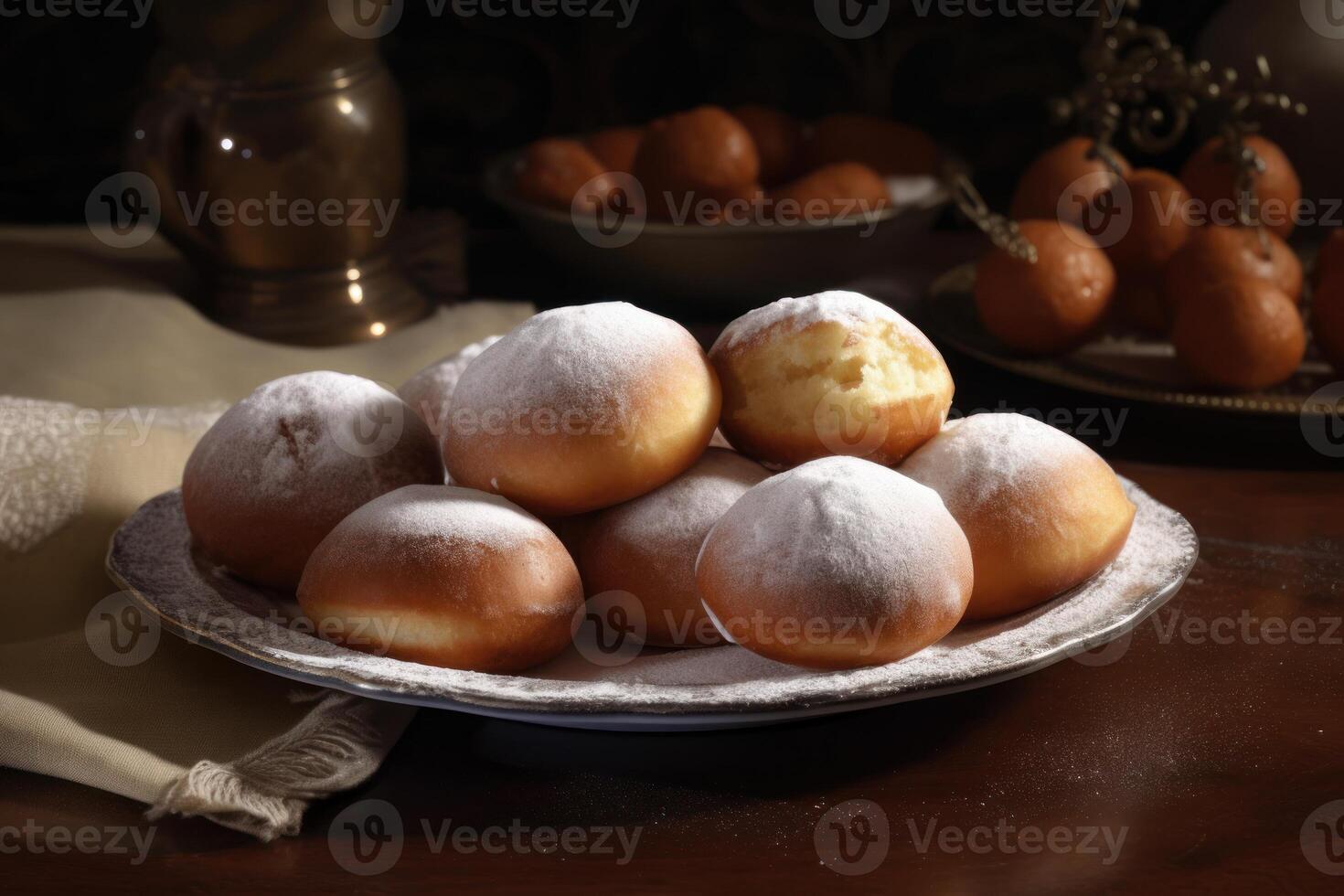 stock Foto av bomboloni italiensk munkar Mer garnering mat fotografi generativ ai